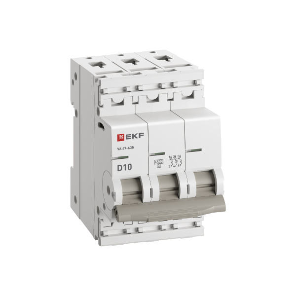 купить Автомат 3Р 10А D 4,5кА ВА47-63N EKF PROxima  в Самаре Автомат 3Р 10А D 4,5кА ВА47-63N EKF PROxima
