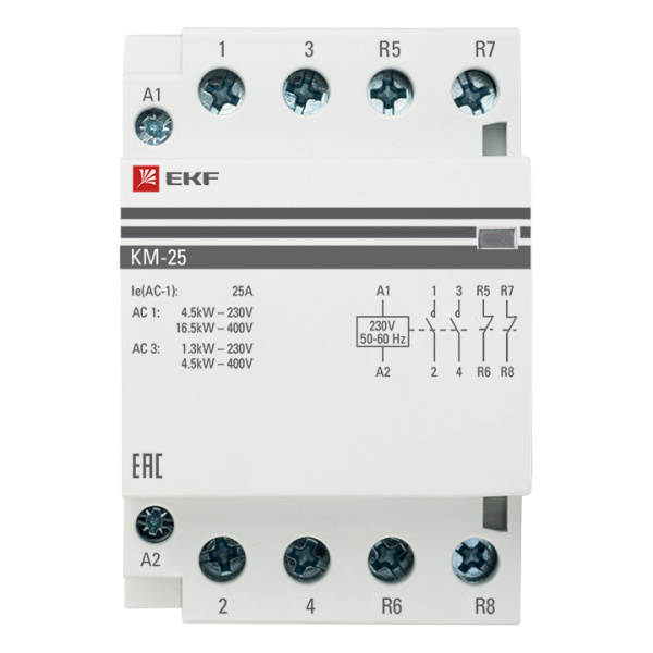 купить Контактор модульный 25А 220В 2НО 2НЗ 3мод КМ EKF PROxima в Самаре Контактор модульный 25А 220В 2НО 2НЗ 3мод КМ EKF PROxima