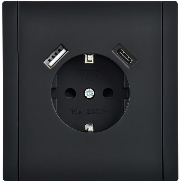 купить Фортепиано черный механизм розетки скрытая 1-мест заземление шторки USB IP20  в Самаре Фортепиано черный механизм розетки скрытая 1-мест заземление шторки USB IP20