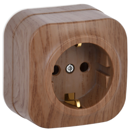 купить Глори дуб розетка открытая 1-мест заземление IP20  в Самаре Глори дуб розетка открытая 1-мест заземление IP20