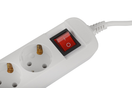 купить Удлинитель 3-мест 3м ПВС 3*1 белый выкл PlexUp   в Самаре Удлинитель 3-мест 3м ПВС 3*1 белый выкл PlexUp