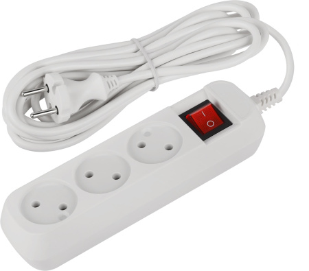 купить Удлинитель 3-мест 5м ПВС 2*0,75 белый выкл PlexUp   в Самаре Удлинитель 3-мест 5м ПВС 2*0,75 белый выкл PlexUp