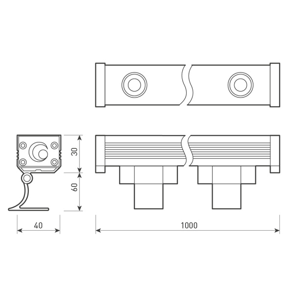 Линейный прожектор AR-LINE-1000-12W Day4000 (GR, 15x60 deg, 230V) (Arlight, IP65 Металл, 3 года)