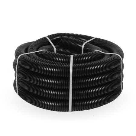 Труба гофра 50мм ПНД тяжелая 15м ПРОМРУКАВ черный с протяжкой безгалогенная (HF)