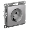 AtlasDesign алюминий розетка скрытая 1-мест заземление шторки IP20 