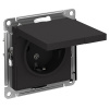 AtlasDesign карбон розетка скрытая 1-мест заземление с крышкой шторки IP20 