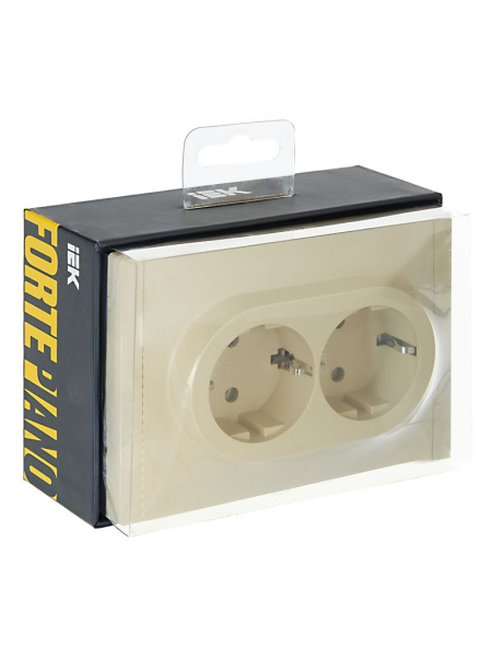 Фортепиано ваниль розетка скрытая 2-мест заземление шторки быстрозажим. клем. IP20 