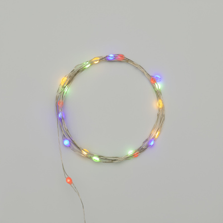 купить Гирлянда нить 2м мультицвет 20свд IP20 медный провод Роса с крупн.каплями, на батарейках (в компл.) в Самаре Гирлянда нить 2м мультицвет 20свд IP20 медный провод Роса с крупн.каплями, на батарейках (в компл.)