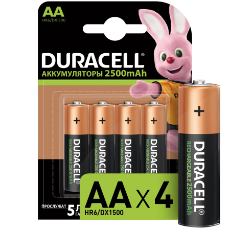купить Аккумулятор AA(пальчик) 2500mAh 1,2В BL4 Duracell в Самаре Аккумулятор AA(пальчик) 2500mAh 1,2В BL4 Duracell