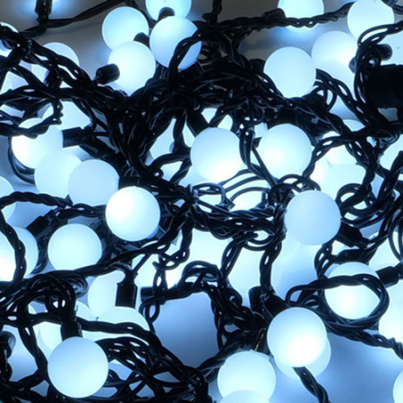 купить Гирлянда нить 7,5м белый 50свд соединяемая IP20 черный провод шарики d25мм в Самаре Гирлянда нить 7,5м белый 50свд соединяемая IP20 черный провод шарики d25мм