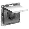 AtlasDesign сталь розетка скрытая 1-мест заземление с крышкой шторки IP20 