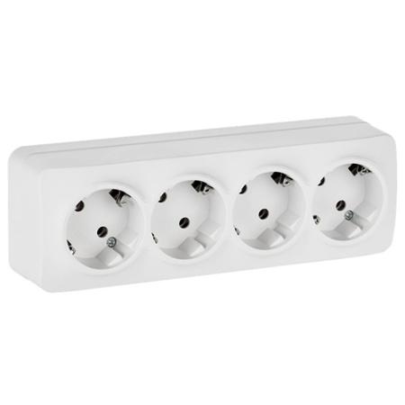 купить Глори белый розетка открытая 4-мест заземление IP20  в Самаре Глори белый розетка открытая 4-мест заземление IP20