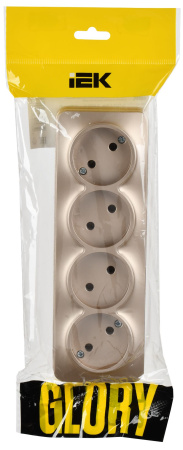купить Глори шампань розетка открытая 4-мест IP20  в Самаре Глори шампань розетка открытая 4-мест IP20