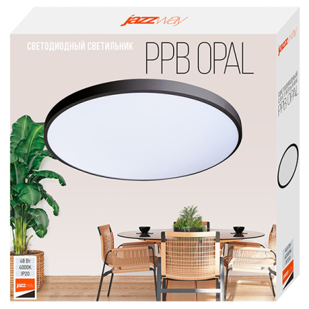 Светильник потолочный свд 48Вт 4000К 3840лм круг черный OPAL Jazzway