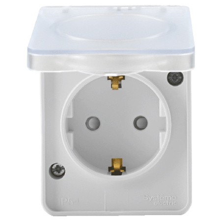 AtlasDesign Profi54 белый розетка открытая 1-мест шторки IP54 