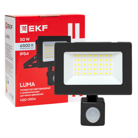 купить Прожектор свд 50Вт 6500К 4000лм черный IP65 110° Luma EKF датчик движения в Самаре Прожектор свд 50Вт 6500К 4000лм черный IP65 110° Luma EKF датчик движения