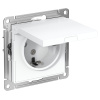 AtlasDesign белый розетка скрытая 1-мест заземление с крышкой шторки IP20 