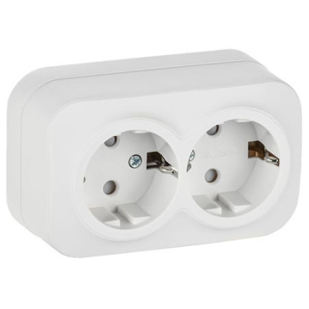 купить Глори белый розетка открытая 2-мест заземление шторки IP20  в Самаре Глори белый розетка открытая 2-мест заземление шторки IP20