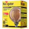 Лампа свд Е27 4Вт 2700К 300лм шар G125 золотистая филамент  Navigator винтаж