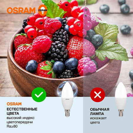 купить Лампа свеча свд Е14 10Вт 6500К 800лм B37 матовая Osram LED Value в Самаре Лампа свеча свд Е14 10Вт 6500К 800лм B37 матовая Osram LED Value