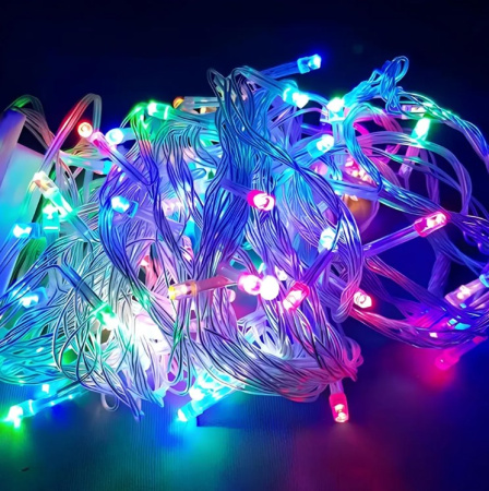 купить Гирлянда нить 5м мультицвет 100свд с контроллером IP20 прозрачный провод 8 режимов в Самаре Гирлянда нить 5м мультицвет 100свд с контроллером IP20 прозрачный провод 8 режимов