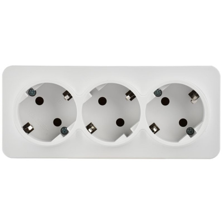 купить Глори белый розетка открытая 3-мест заземление IP20  в Самаре Глори белый розетка открытая 3-мест заземление IP20