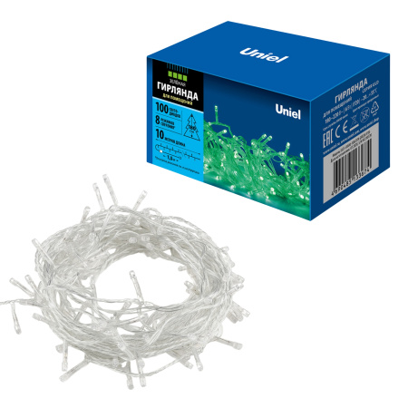купить Гирлянда нить 10м зеленый 100свд IP20 прозрачный провод  в Самаре Гирлянда нить 10м зеленый 100свд IP20 прозрачный провод