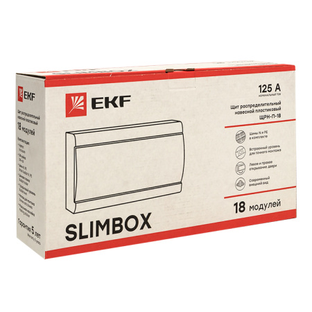 Бокс 18мод навесной белый черная прозрачная дверь IP41 SlimBox EKF 