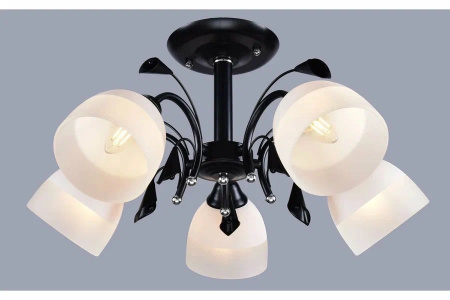 купить Светильник потолочный (люстра) 5*60Вт E27 черный/хром  в Самаре Светильник потолочный (люстра) 5*60Вт E27 черный/хром