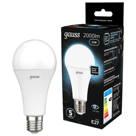 купить Лампа светодиодная 220В Е27 22Вт 4100К 2000лм стандарт A70 матовая Gauss Black в Самаре Лампа светодиодная 220В Е27 22Вт 4100К 2000лм стандарт A70 матовая Gauss Black