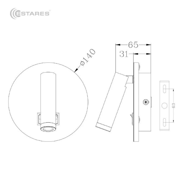 купить Светильник настенный (спот) свд 10Вт 4000К 900лм белый поворотный Estares в Самаре Светильник настенный (спот) свд 10Вт 4000К 900лм белый поворотный Estares
