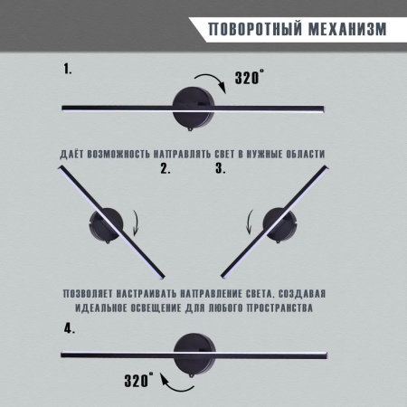 купить Светильник настенный свд 15Вт 4500К 800лм черный Россвет поворотный с выкл. в Самаре Светильник настенный свд 15Вт 4500К 800лм черный Россвет поворотный с выкл.