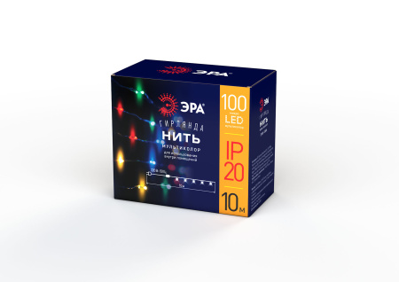 купить Гирлянда нить 10м мультицвет 100свд с контроллером IP20 серебро провод статич.свечение в Самаре Гирлянда нить 10м мультицвет 100свд с контроллером IP20 серебро провод статич.свечение