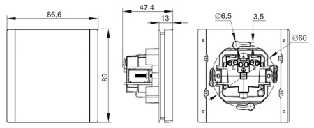 купить Фортепиано черный механизм розетки скрытая 1-мест заземление с крышкой шторки IP44  в Самаре Фортепиано черный механизм розетки скрытая 1-мест заземление с крышкой шторки IP44