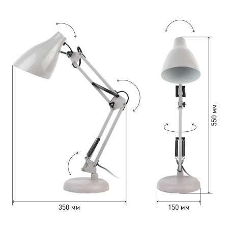 купить Светильник настольный 40Вт E27 серый подставка ЭРА в Самаре Светильник настольный 40Вт E27 серый подставка ЭРА