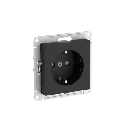 Атлас карбон розетка скрытая 1-мест заземление шторки быстрозажим. клем. IP20 