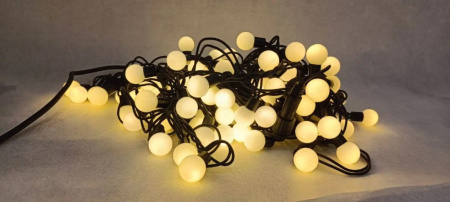 купить Гирлянда нить 10м теплый белый 70свд соединяемая IP44 черный провод шарики (до 3мод) в Самаре Гирлянда нить 10м теплый белый 70свд соединяемая IP44 черный провод шарики (до 3мод)