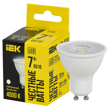 купить Лампа свд 220В GU10 7Вт 4000К 700лм PAR16 прозрачная IEK  в Самаре Лампа свд 220В GU10 7Вт 4000К 700лм PAR16 прозрачная IEK