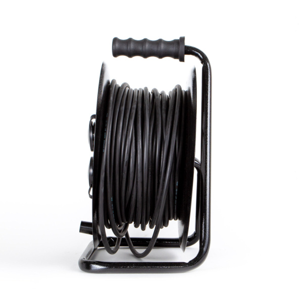 Удлинитель 4-мест 50м КГ 3*1,5 черный катушка металл IP44 PlexUp 3500Вт