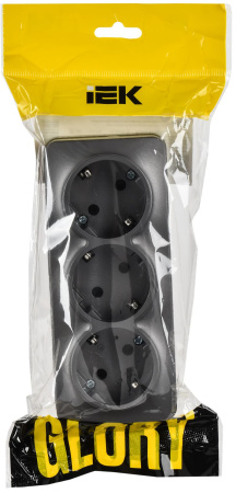 купить Глори сталь розетка открытая 3-мест заземление IP20  в Самаре Глори сталь розетка открытая 3-мест заземление IP20