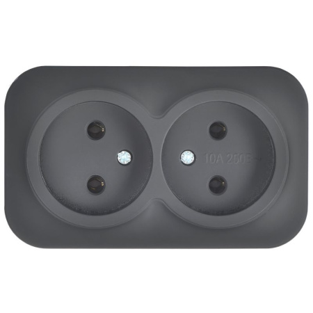 купить Глори черный розетка открытая 2-мест IP20  в Самаре Глори черный розетка открытая 2-мест IP20