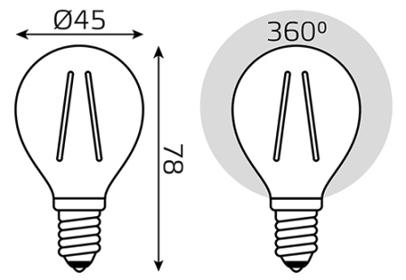 купить Лампа шар свд Е14 7Вт 4100К 580лм G45 прозрачный филамент Gauss 3шт комплект в Самаре Лампа шар свд Е14 7Вт 4100К 580лм G45 прозрачный филамент Gauss 3шт комплект