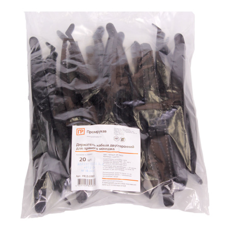 купить Держатель кабеля двусторонний 0-10мм пластик черный ПРОМРУКАВ 20шт/уп в Самаре Держатель кабеля двусторонний 0-10мм пластик черный ПРОМРУКАВ 20шт/уп