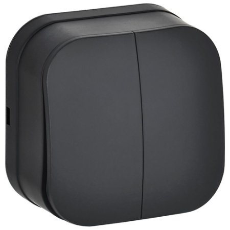 Глори черный выключатель 2кл открытая 10А IP20  