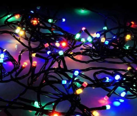 купить Гирлянда нить 12м мультицвет 120свд IP44 зеленый провод  в Самаре Гирлянда нить 12м мультицвет 120свд IP44 зеленый провод