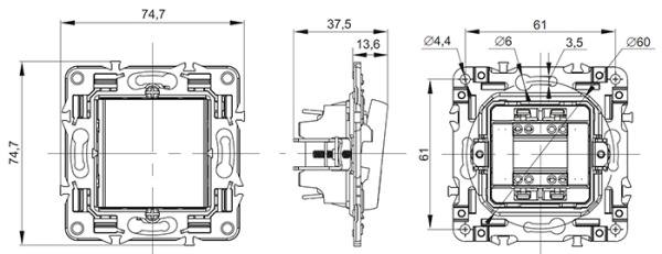 купить Сканди черный выключатель для жалюзи 2кл скрытая 10А IP20  в Самаре Сканди черный выключатель для жалюзи 2кл скрытая 10А IP20