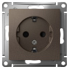 AtlasDesign мокко розетка скрытая 1-мест заземление шторки IP20 
