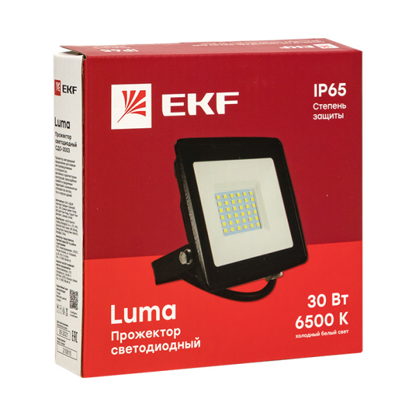 купить Прожектор свд 30Вт 6500К 5600лм черный IP65 110° Luma EKF в Самаре Прожектор свд 30Вт 6500К 5600лм черный IP65 110° Luma EKF