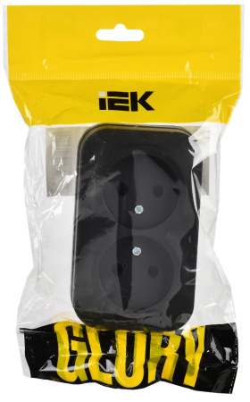 купить Глори черный розетка открытая 2-мест IP20  в Самаре Глори черный розетка открытая 2-мест IP20