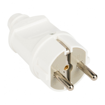 купить Вилка 16А прямая заземление белый пластик IP20 EKF в Самаре Вилка 16А прямая заземление белый пластик IP20 EKF